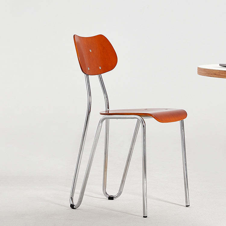 Minimalist Steel Faux Plank Dining Chair