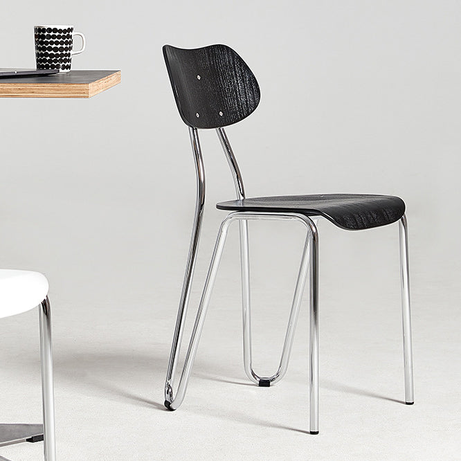 Minimalist Steel Faux Plank Dining Chair