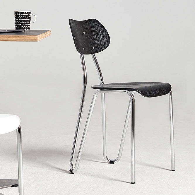 Minimalist Steel Faux Plank Dining Chair