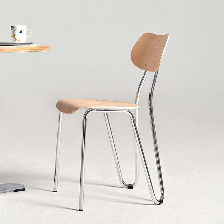 Minimalist Steel Faux Plank Dining Chair