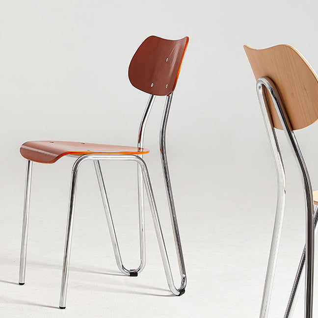 Minimalist Steel Faux Plank Dining Chair