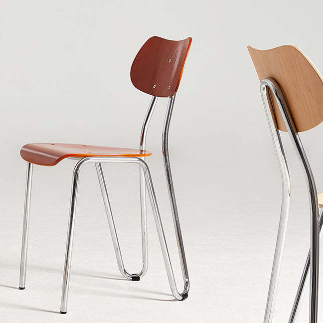 Minimalist Steel Faux Plank Dining Chair