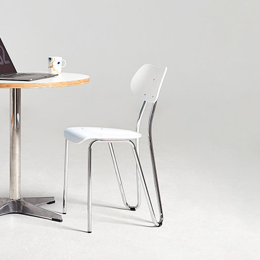 Minimalist Steel Faux Plank Dining Chair
