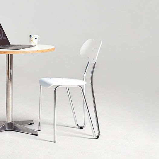 Lighom plank faux steel dining chairs & benches for dining room — White