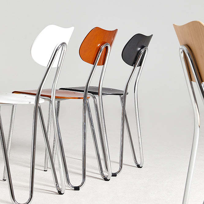 Minimalist Steel Faux Plank Dining Chair