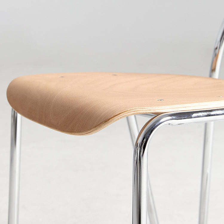 Minimalist Steel Faux Plank Dining Chair