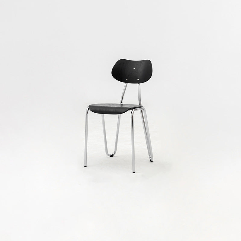 Minimalist Steel Faux Plank Dining Chair