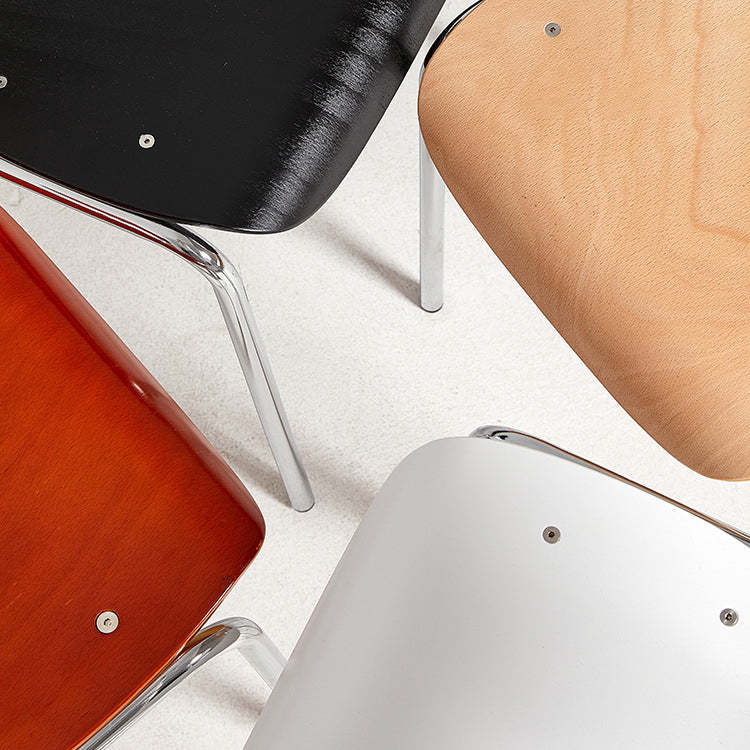 Minimalist Steel Faux Plank Dining Chair
