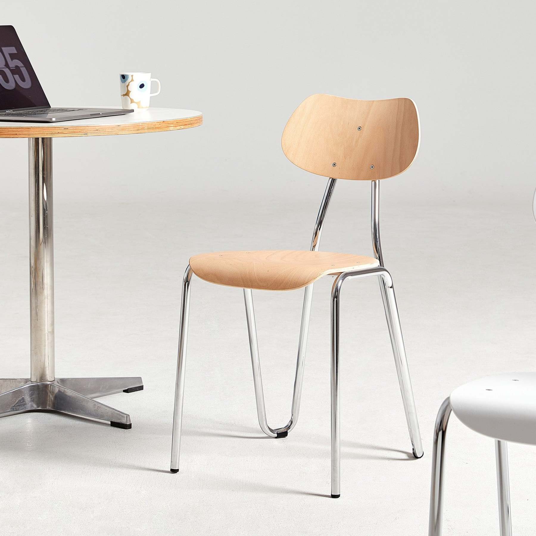 Minimalist Steel Faux Plank Dining Chair