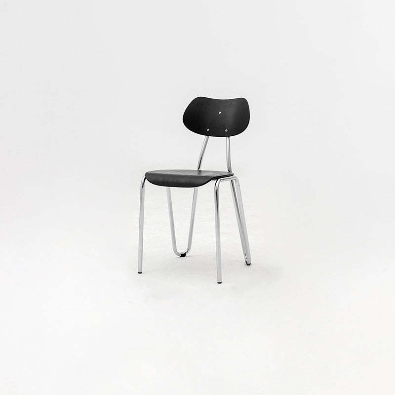 Minimalist Steel Faux Plank Dining Chair