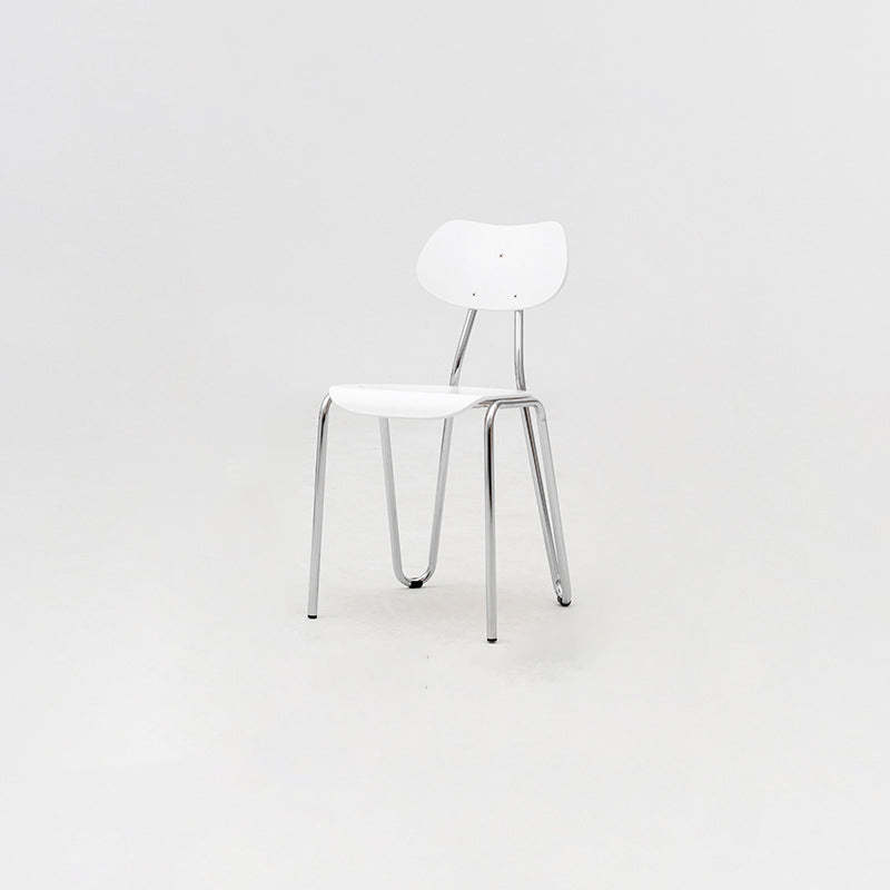 Minimalist Steel Faux Plank Dining Chair