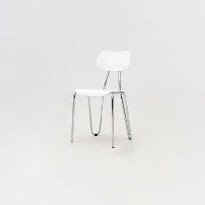 Minimalist Steel Faux Plank Dining Chair