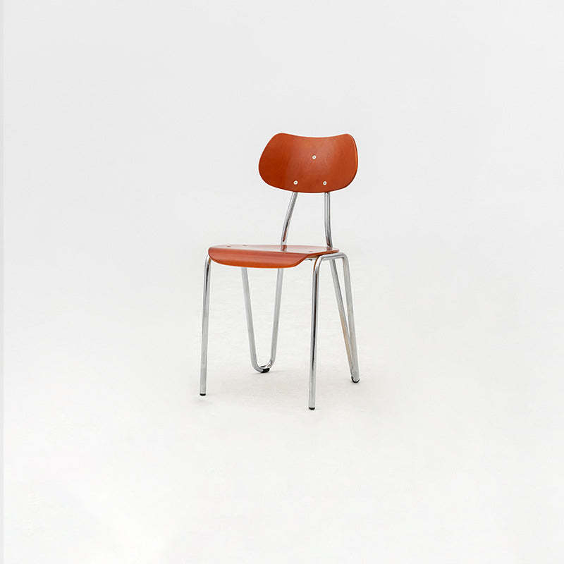 Minimalist Steel Faux Plank Dining Chair