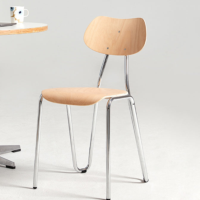 Minimalist Steel Faux Plank Dining Chair