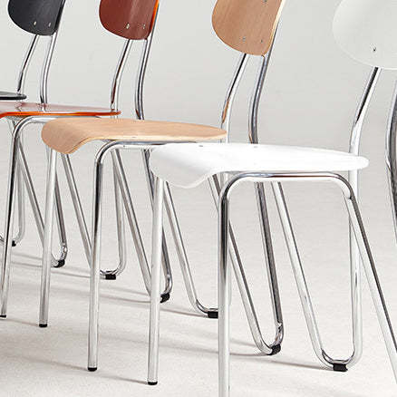 Minimalist Steel Faux Plank Dining Chair
