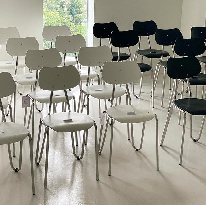 Minimalist Steel Faux Plank Dining Chair