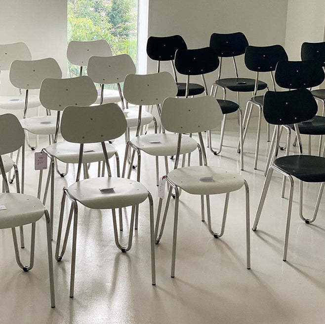 Minimalist Steel Faux Plank Dining Chair