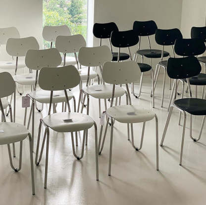 Minimalist Steel Faux Plank Dining Chair