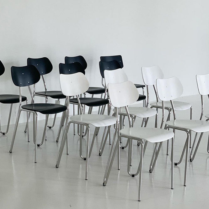 Minimalist Steel Faux Plank Dining Chair