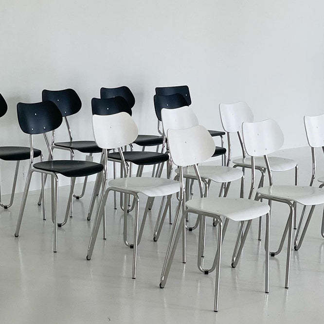 Minimalist Steel Faux Plank Dining Chair