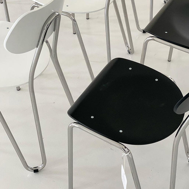 Minimalist Steel Faux Plank Dining Chair