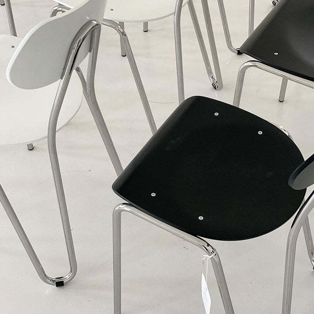 Minimalist Steel Faux Plank Dining Chair