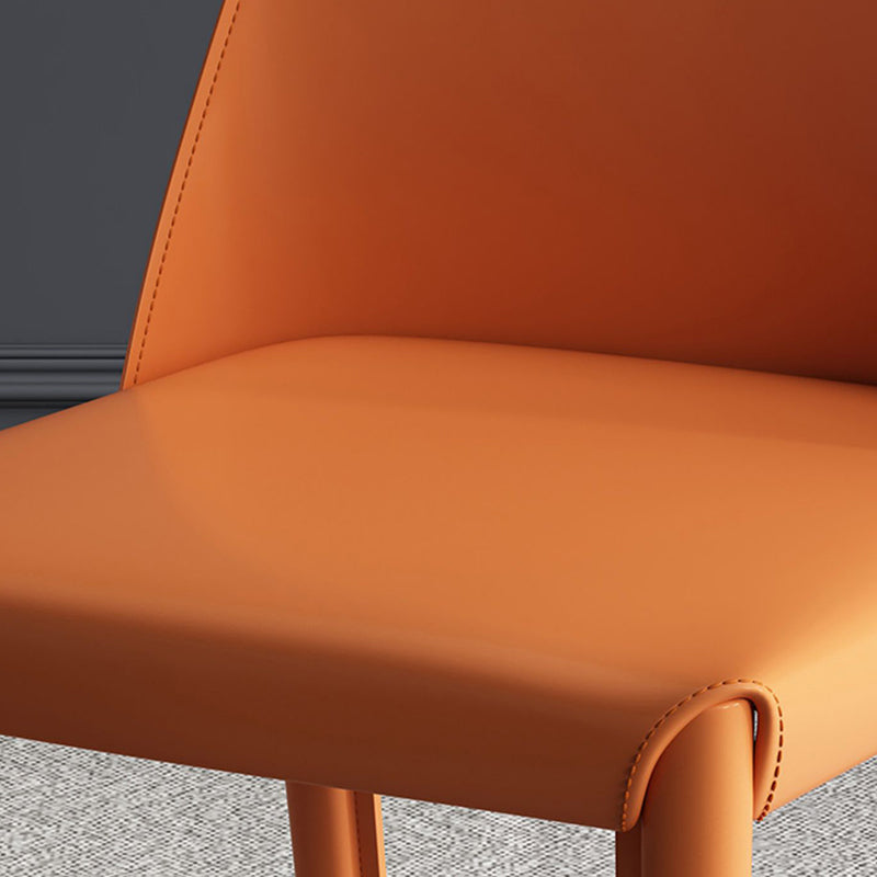Nordic Upholstered Leather Steel Dining Chair — Gray