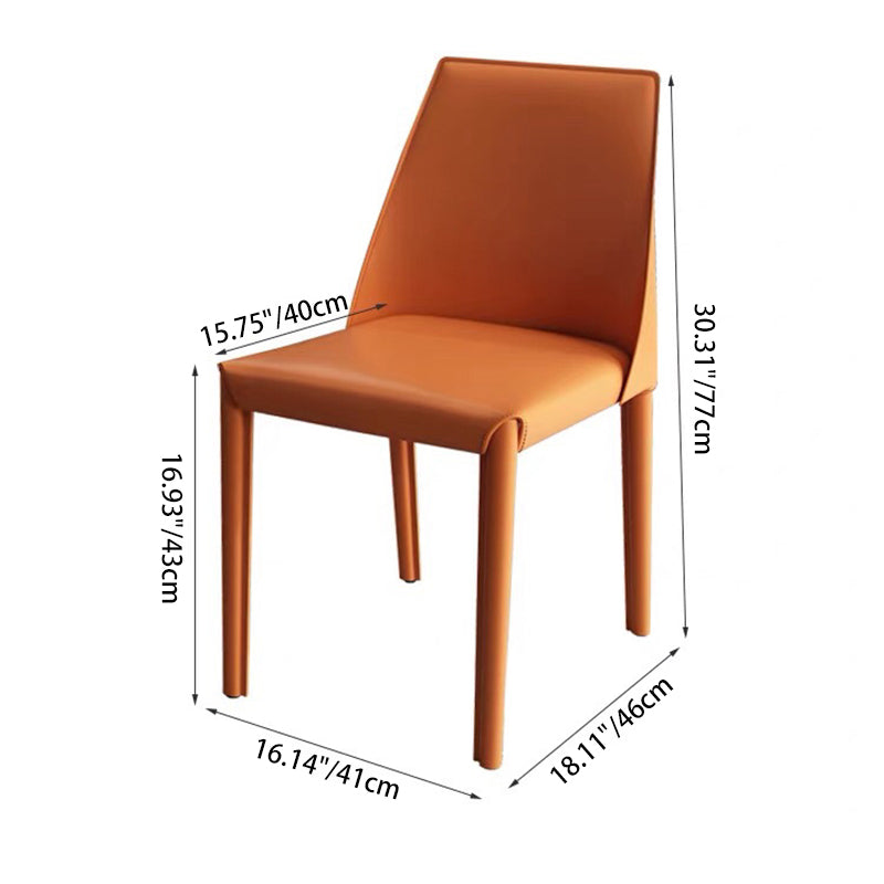 Nordic Upholstered Leather Steel Dining Chair — Green