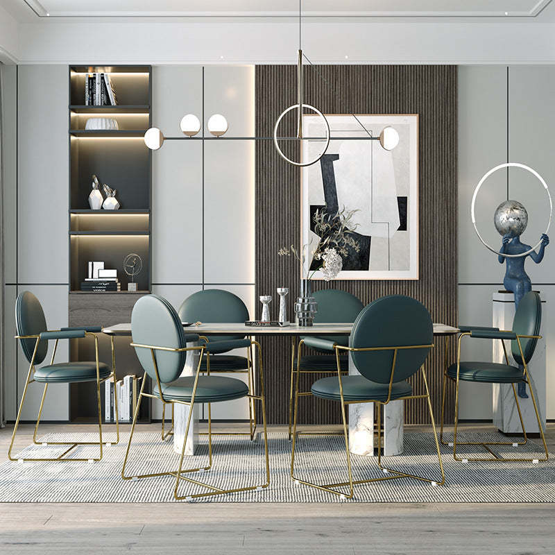 Nordic Upholstered Leather Titanium Dining Chair