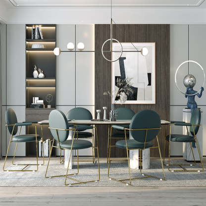 Nordic Upholstered Leather Titanium Dining Chair