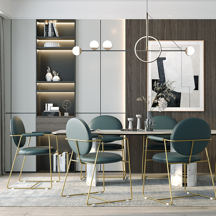Nordic Upholstered Leather Titanium Dining Chair