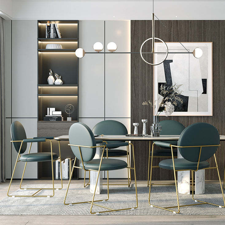 Nordic Upholstered Leather Titanium Dining Chair