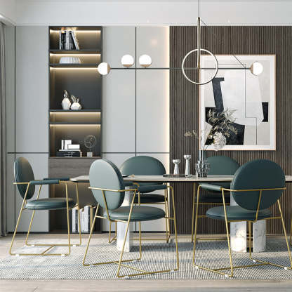 Nordic Upholstered Leather Titanium Dining Chair
