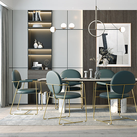 Nordic Upholstered Leather Titanium Dining Chair