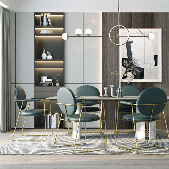 Nordic Upholstered Leather Titanium Dining Chair
