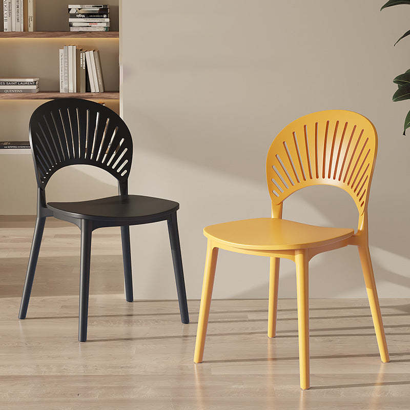 Nordic Plastic Scalloped Dining Chair — Yellow