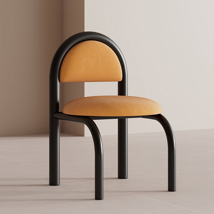 Nordic Upholstered Velvet Metal Dining Chair — Orange