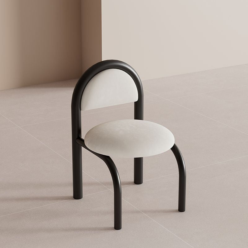 Nordic Upholstered Velvet Metal Dining Chair — White