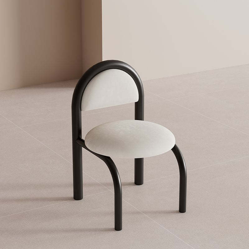Nordic Upholstered Velvet Metal Dining Chair — White