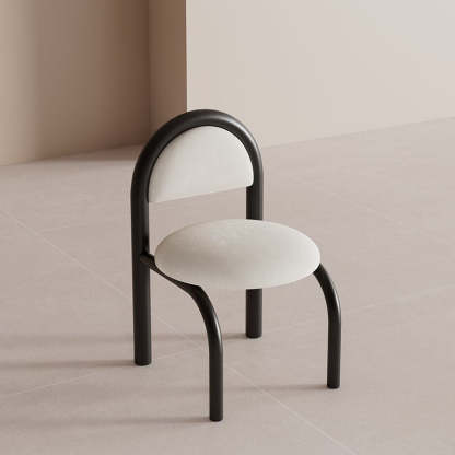 Nordic Upholstered Velvet Metal Dining Chair — White