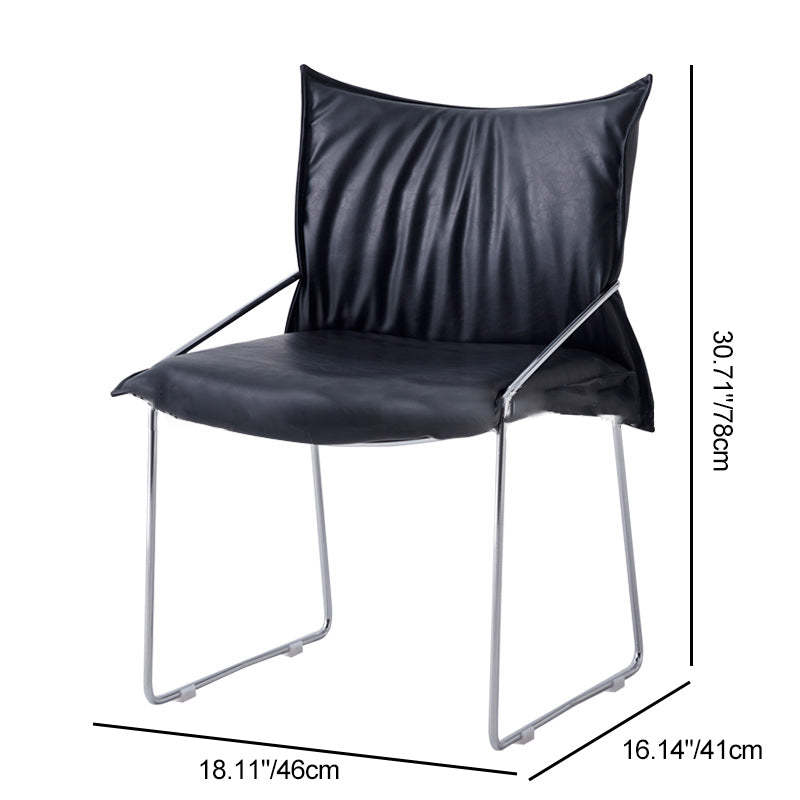 Minimalist Upholstered Leather Metal Accent Chair — Green