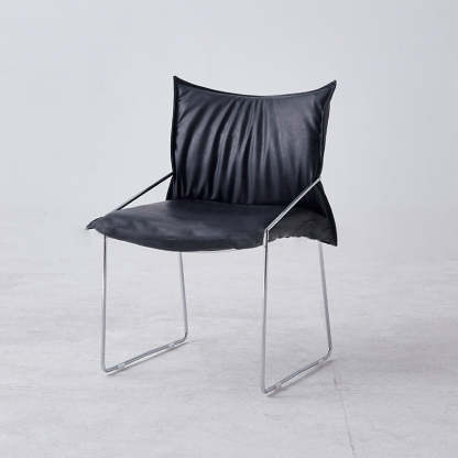 Minimalist Upholstered Leather Metal Accent Chair