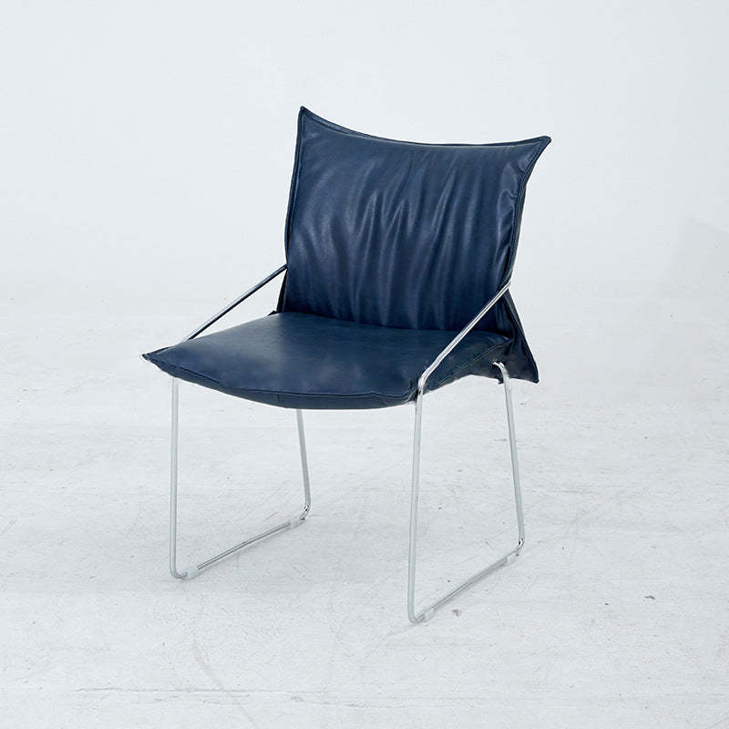 Minimalist Upholstered Leather Metal Accent Chair