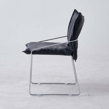 Minimalist Upholstered Leather Metal Accent Chair