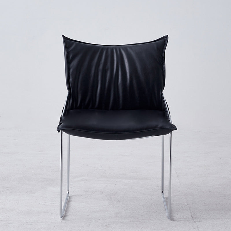 Minimalist Upholstered Leather Metal Accent Chair