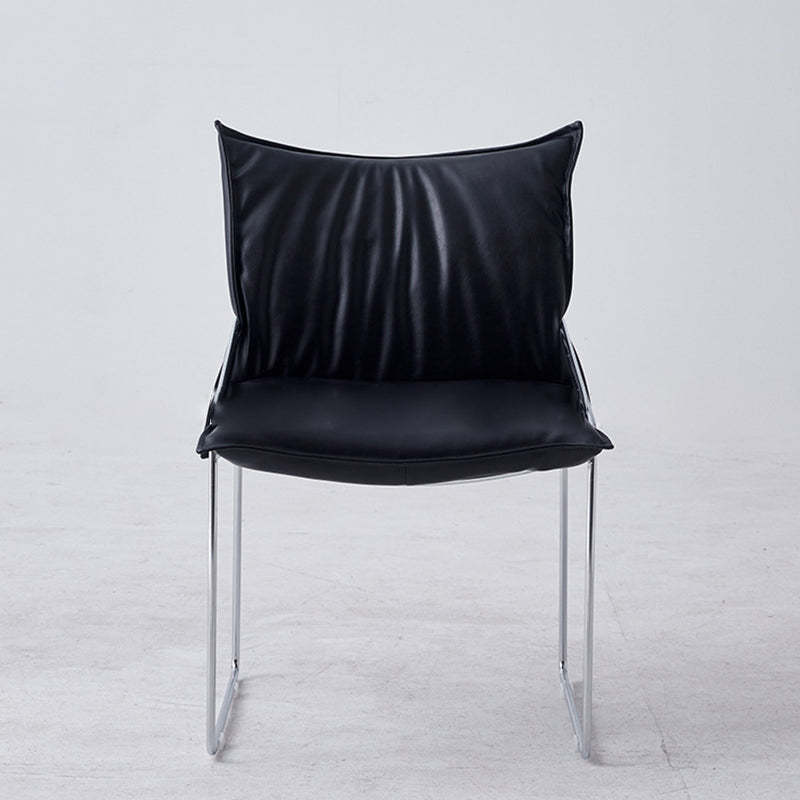 Minimalist Upholstered Leather Metal Accent Chair
