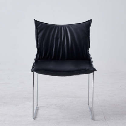 Minimalist Upholstered Leather Metal Accent Chair