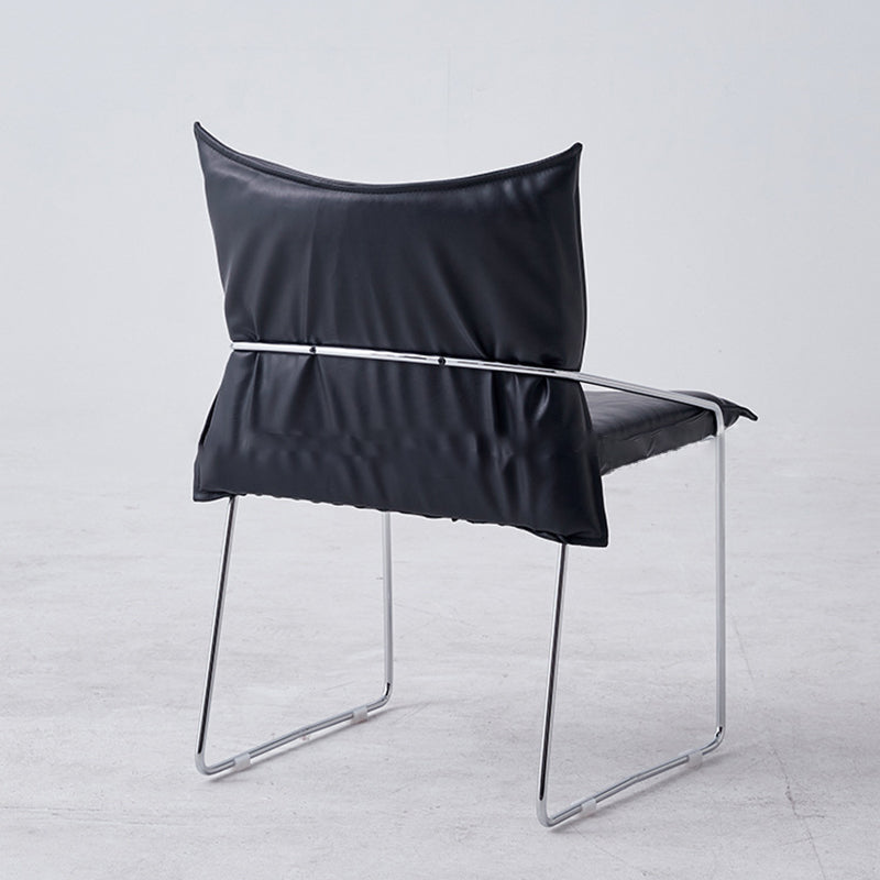 Minimalist Upholstered Leather Metal Accent Chair