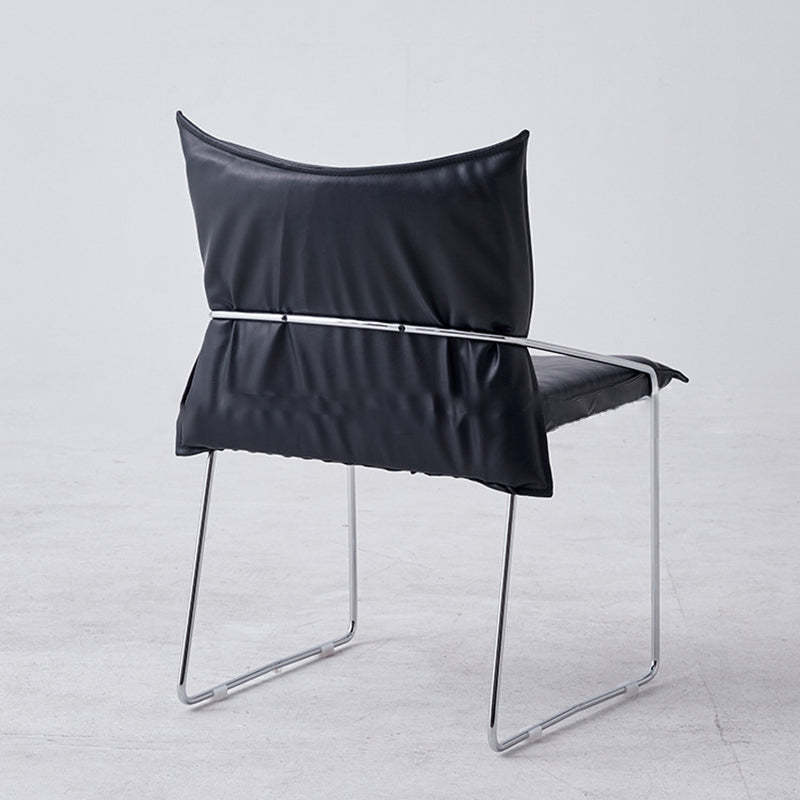 Minimalist Upholstered Leather Metal Accent Chair