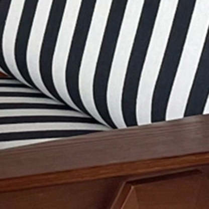 French Striped Fabric Ash Wood Accent Chair